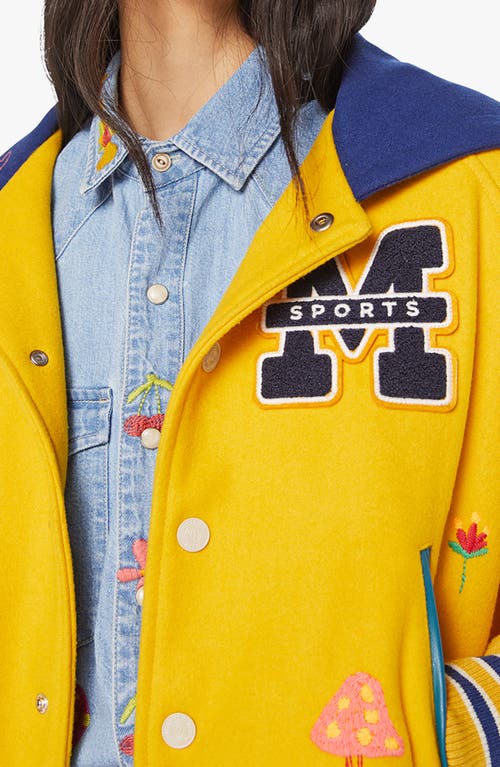 Mother The Split Hood Team Spirit Drop Out Jacket In Yellow