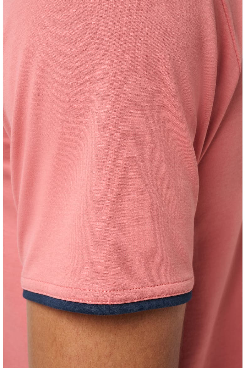 All Day Social Club Contrast Collar Cotton Blend Polo Shirt, Alternate, color, BRICK DUST