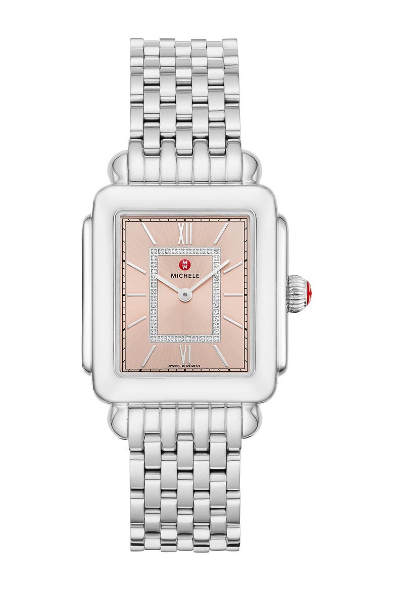 Deco II Diamond Bracelet Watch, 20mm x 43mm - 0.11 ctw, Main, color, SILVER