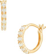 Frankie & Zoe 14K Yellow Gold Lab Grown Opal Huggie Hoop Earrings