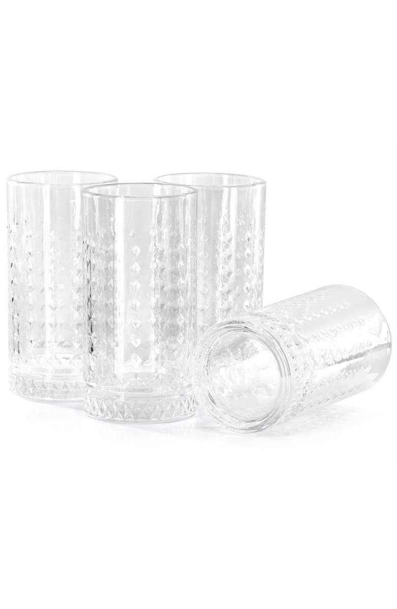 Gibson Home 4 Piece 16 Ounce Teardrop Embossed Glass Tumbler Set, Alternate, color, Clear