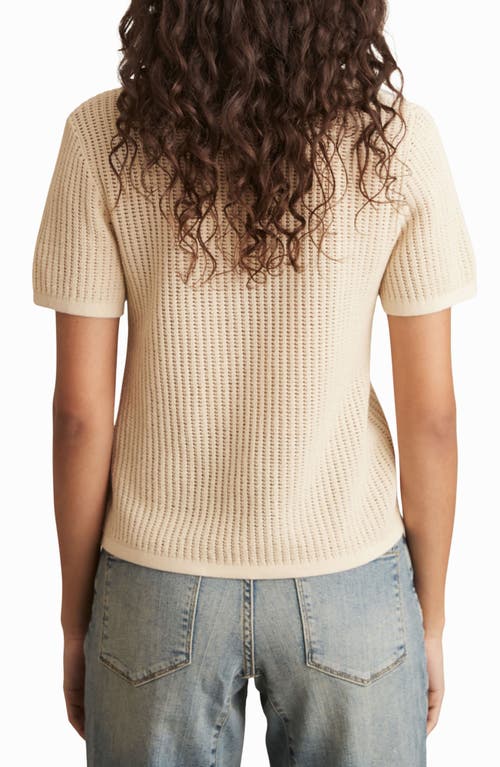 Reiss Ivory Cotton-blend Open-knit Polo Shirt In Ivory