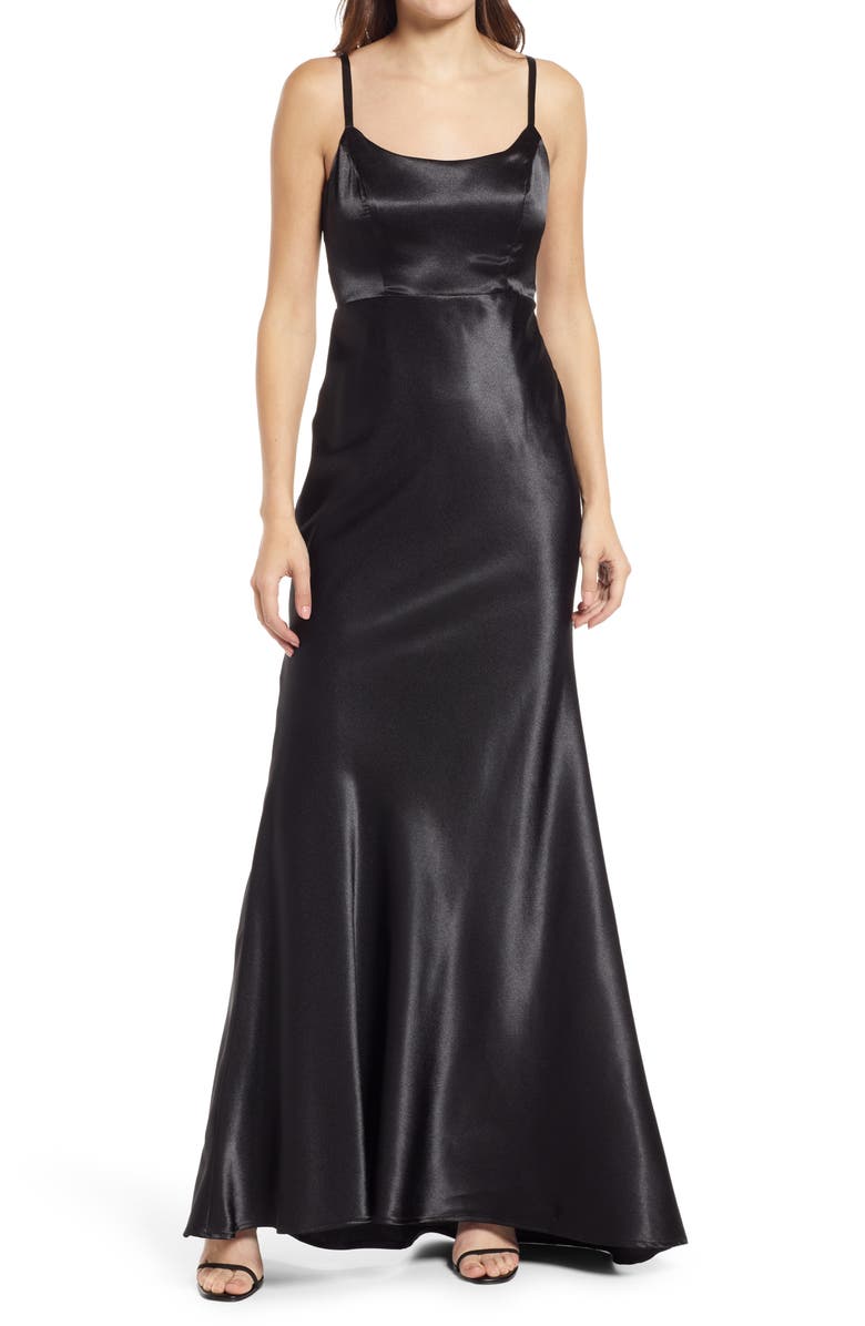 Lulus Make You Shine Satin Evening Dress, Main, color, 