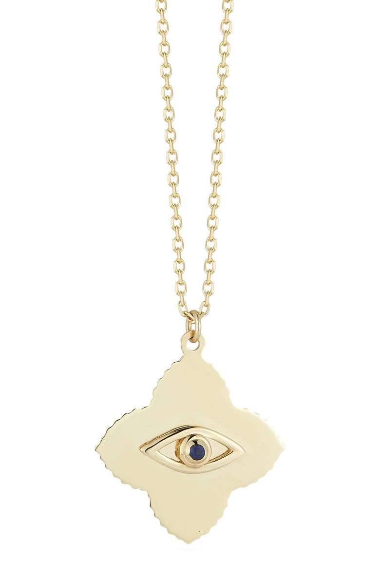 Ember Fine Jewelry Sapphire Evil Eye Pendant Necklace, Main, color,