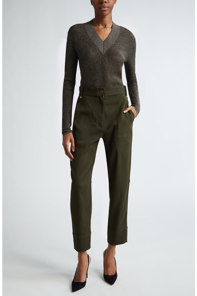 Stretch Twill Tapered Ankle Pants, Alternate, color, CYPR CYPRESS