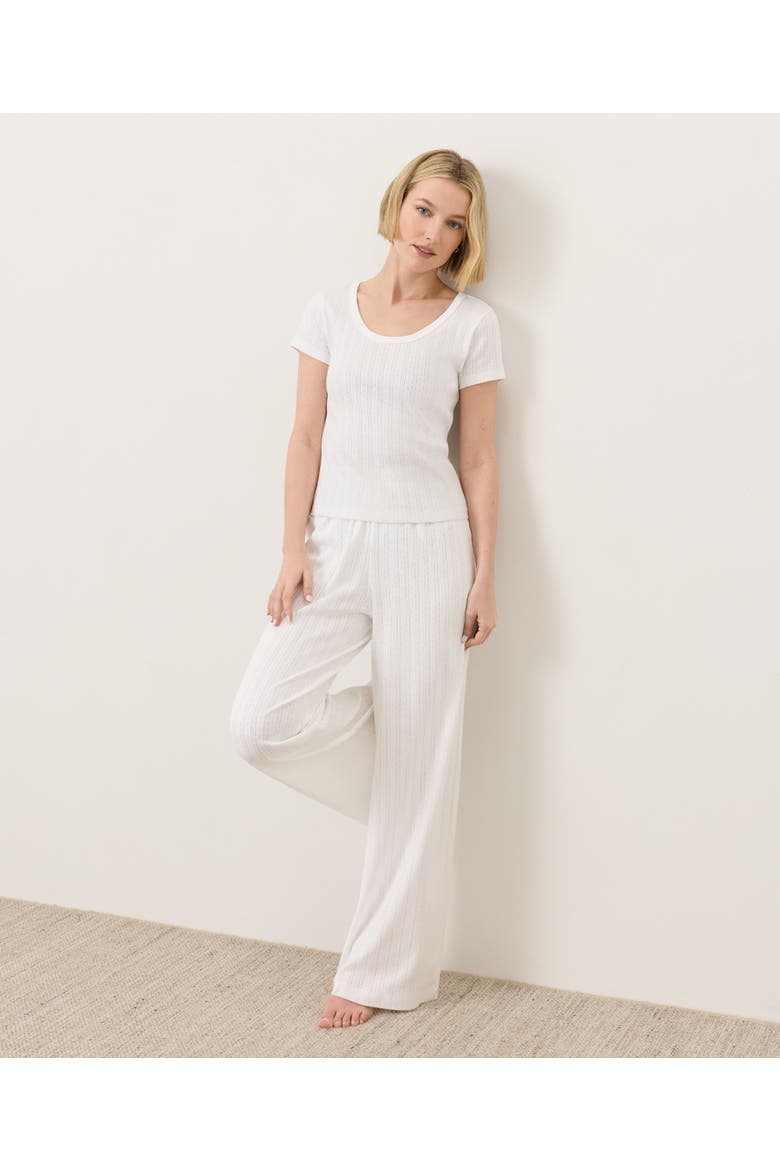 Organic Cotton Pointelle Scoop Neck Tee, Alternate, color, White