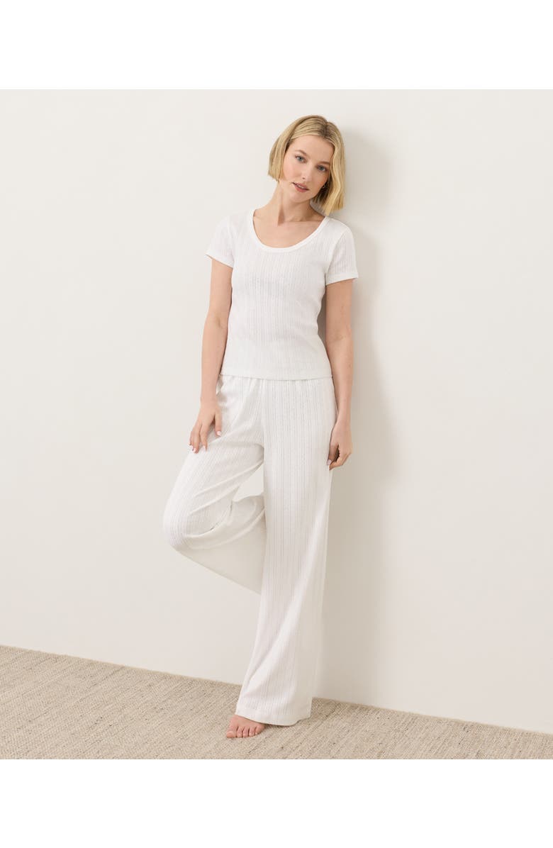 Pact Organic Cotton Pointelle Scoop Neck Tee, Alternate, color, White