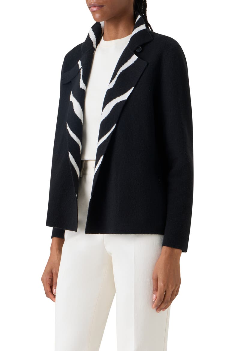 Zebra Stripe Reversible Cashmere Jacket, Alternate, color, BLACK-ECRU