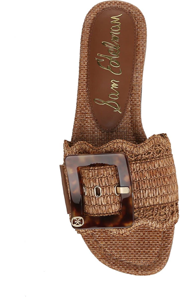 Sam Edelman Bambi Raffia Buckle Slide Sandal, Alternate, color, Cuoio