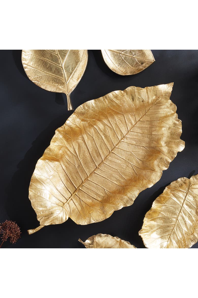 Alegra Grand Leaf Tray, Alternate, color, Gold