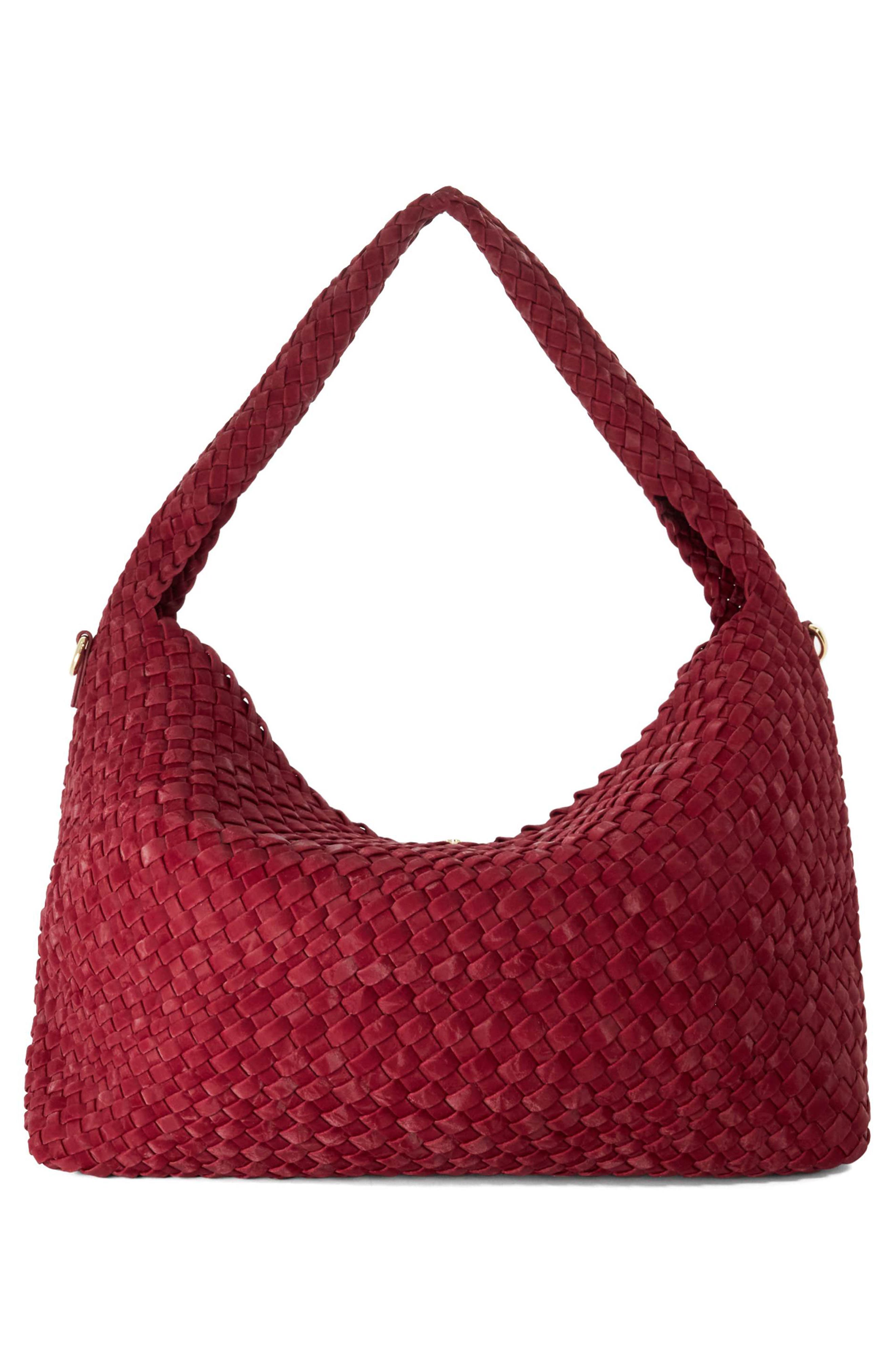 Deliberate Woven Hobo Bag, Alternate, color, BERRY