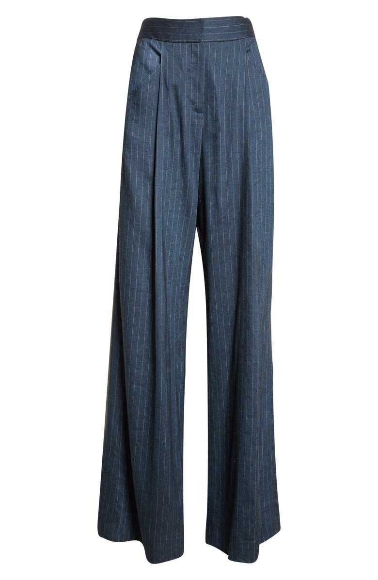 Veronica Beard Rimini Pinstripe Linen Blend Wide Leg Pants, Alternate, color,