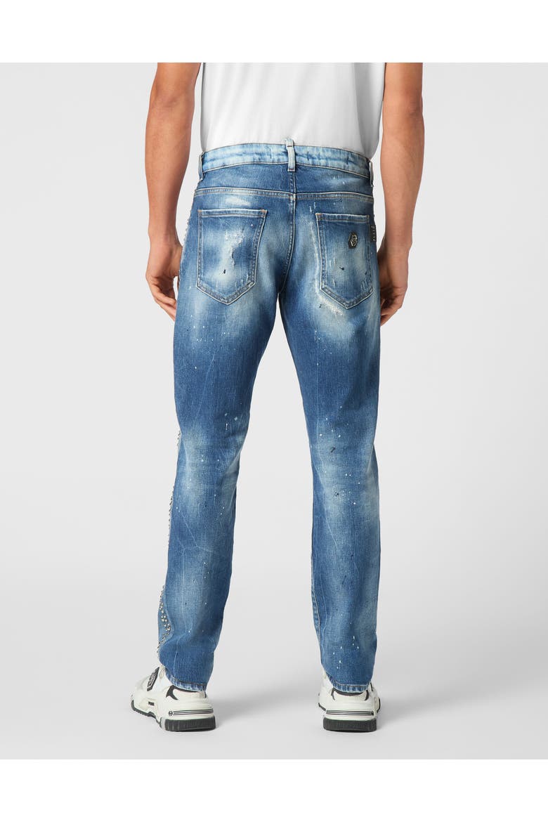 Denim Super Straight Cut Trousers Studs Men, Alternate, color, ThunderBlue