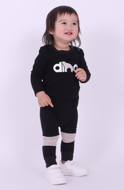 Tiny Tribe Dinosaur Cotton Graphic Sweatshirt & Joggers Set In Black