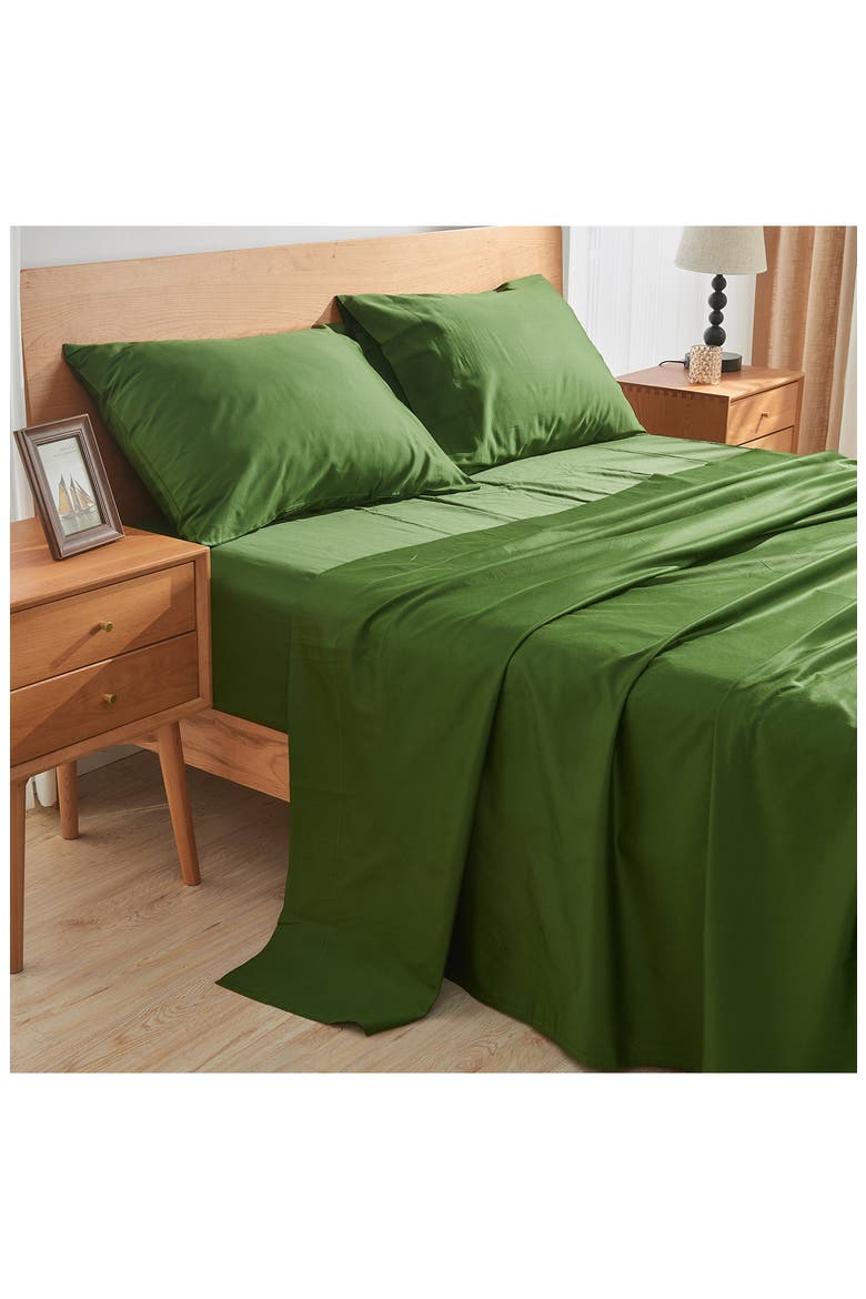 400 Thread LuxeSoft Organic Cotton Sateen Sheet Set, Alternate, color, FOREST