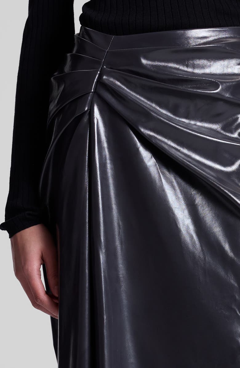 A.L.C. Tessa Ruched Faux Leather Maxi Skirt, Alternate, color, Smoke