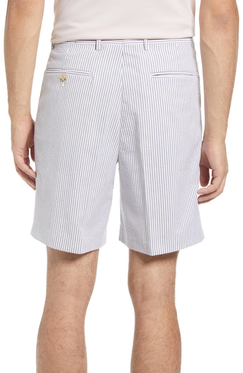 Berle Pleated Seersucker Shorts, Alternate, color, Grey
