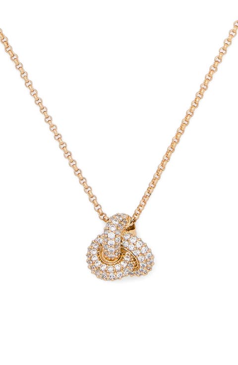 double knot pavé pendant necklace