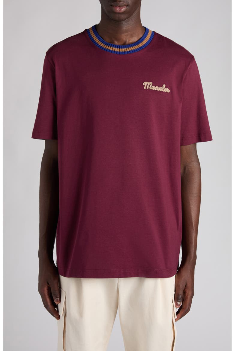 Logo Embroidered Cotton T-Shirt, Main, color, GOTH RED