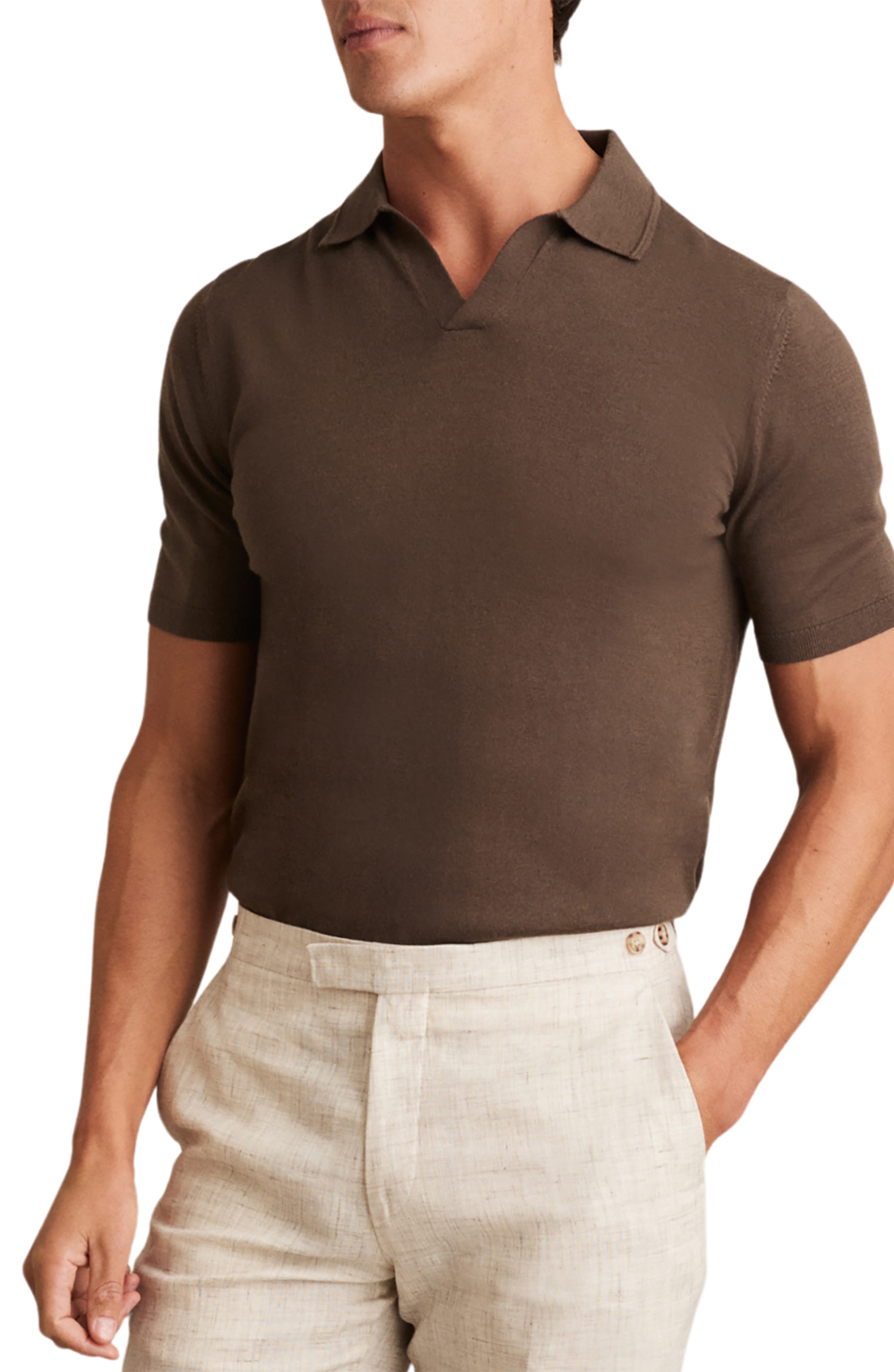 Duchie Johnny Collar Short Sleeve Wool Polo Sweater - image 3