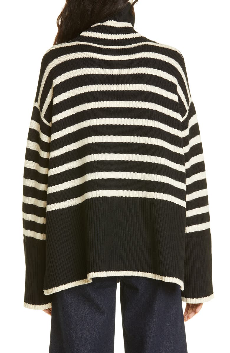 TOTEME Stripe Wool Blend Turtleneck Sweater, Alternate, color,