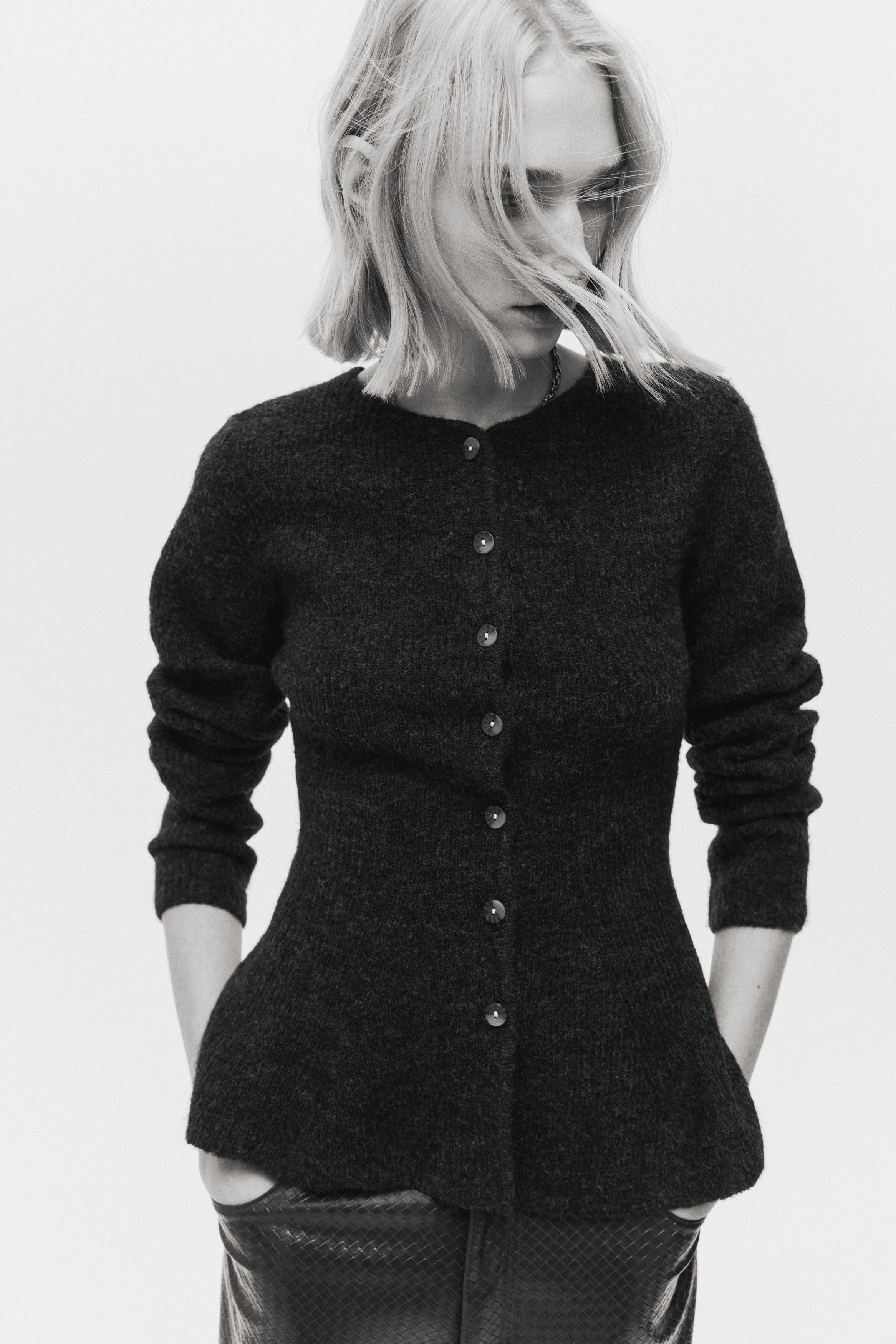Rib-knit Peplum Cardigan - image 2