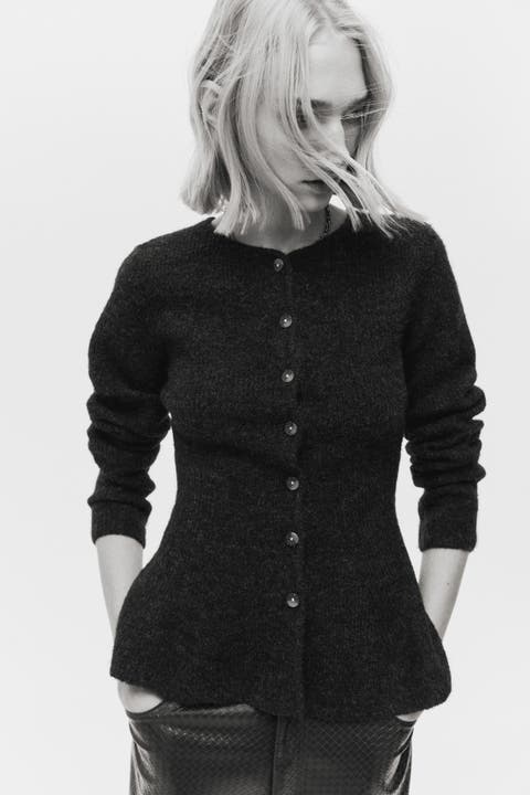 Rib-knit Peplum Cardigan