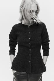 H&M Rib-knit Peplum Cardigan
