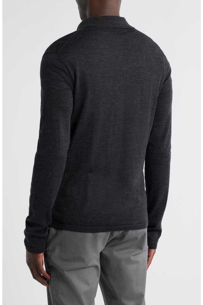 Thomas Merino Wool Long Sleeve Polo, Alternate, color, CHARCOAL