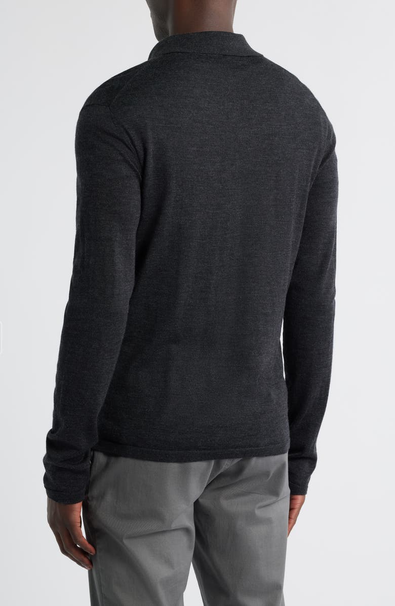 Robert Barakett Thomas Merino Wool Long Sleeve Polo, Alternate, color, Charcoal