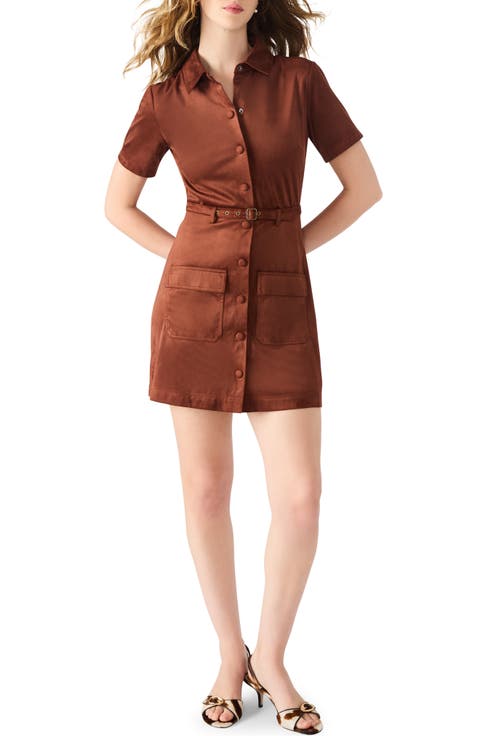 Joliana Faux Suede Mini Shirtdress
