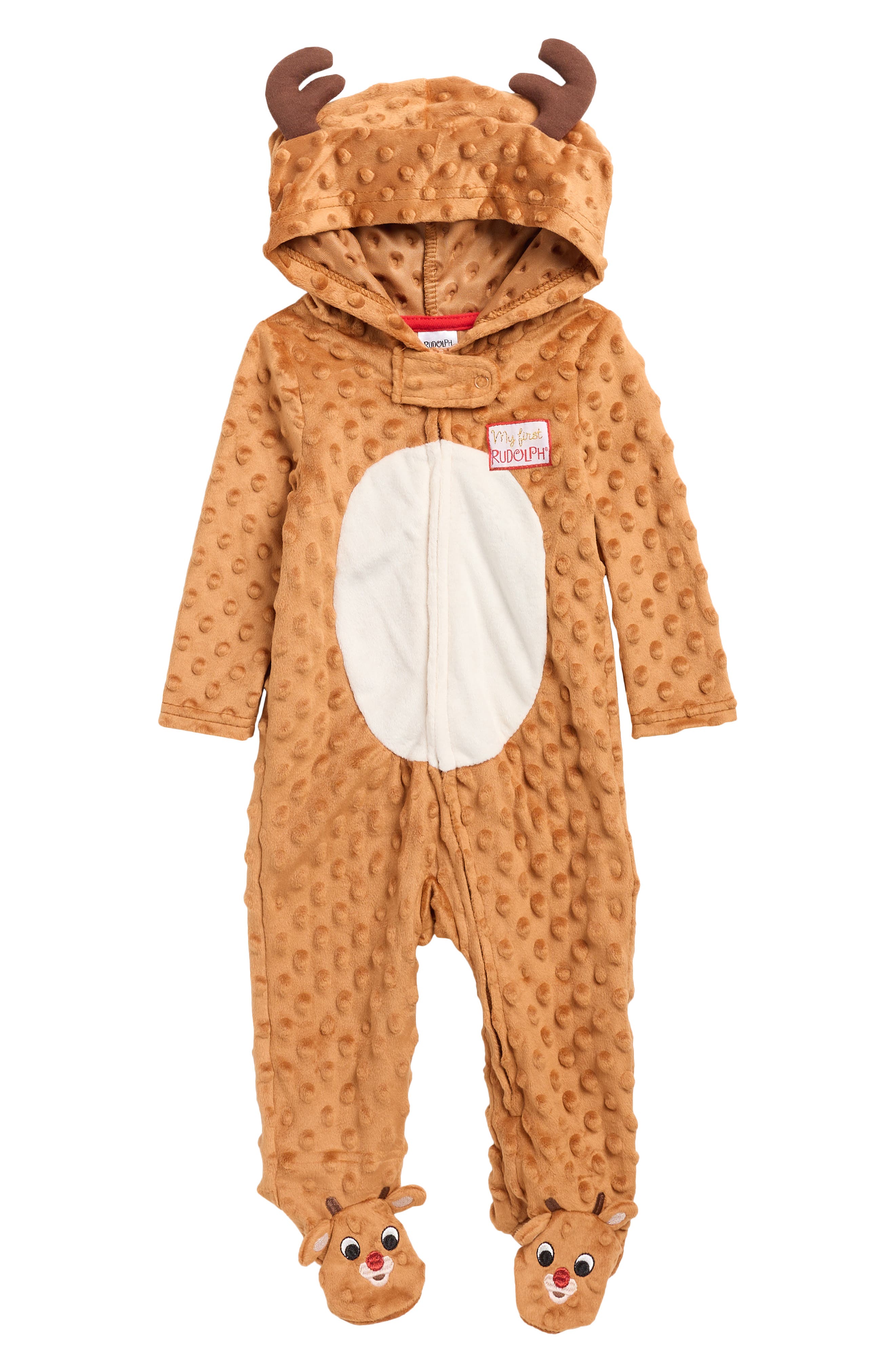 BABY STARTERS Kids' Plush Rudolph the Reindeer Hooded Coverall