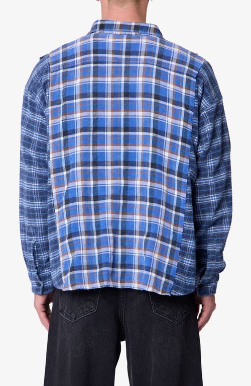 Mnml Patchwork Plaid Shirt In Blue