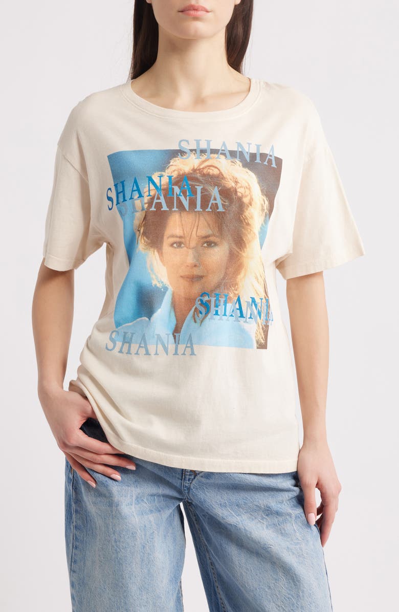 Daydreamer Shania Twain Woman in Me Cotton Graphic T-Shirt, Main, color, Dirty White