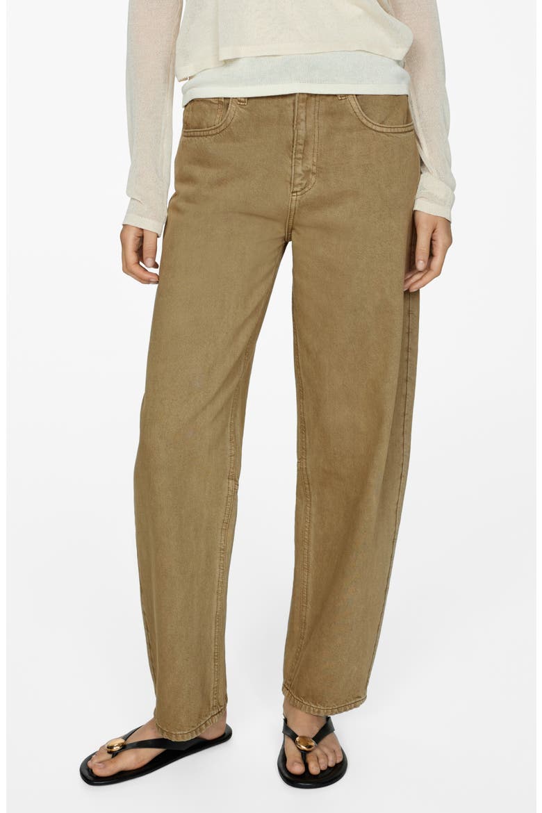 High Waist Slouchy Barrel Jeans, Main, color, KHAKI GREEN