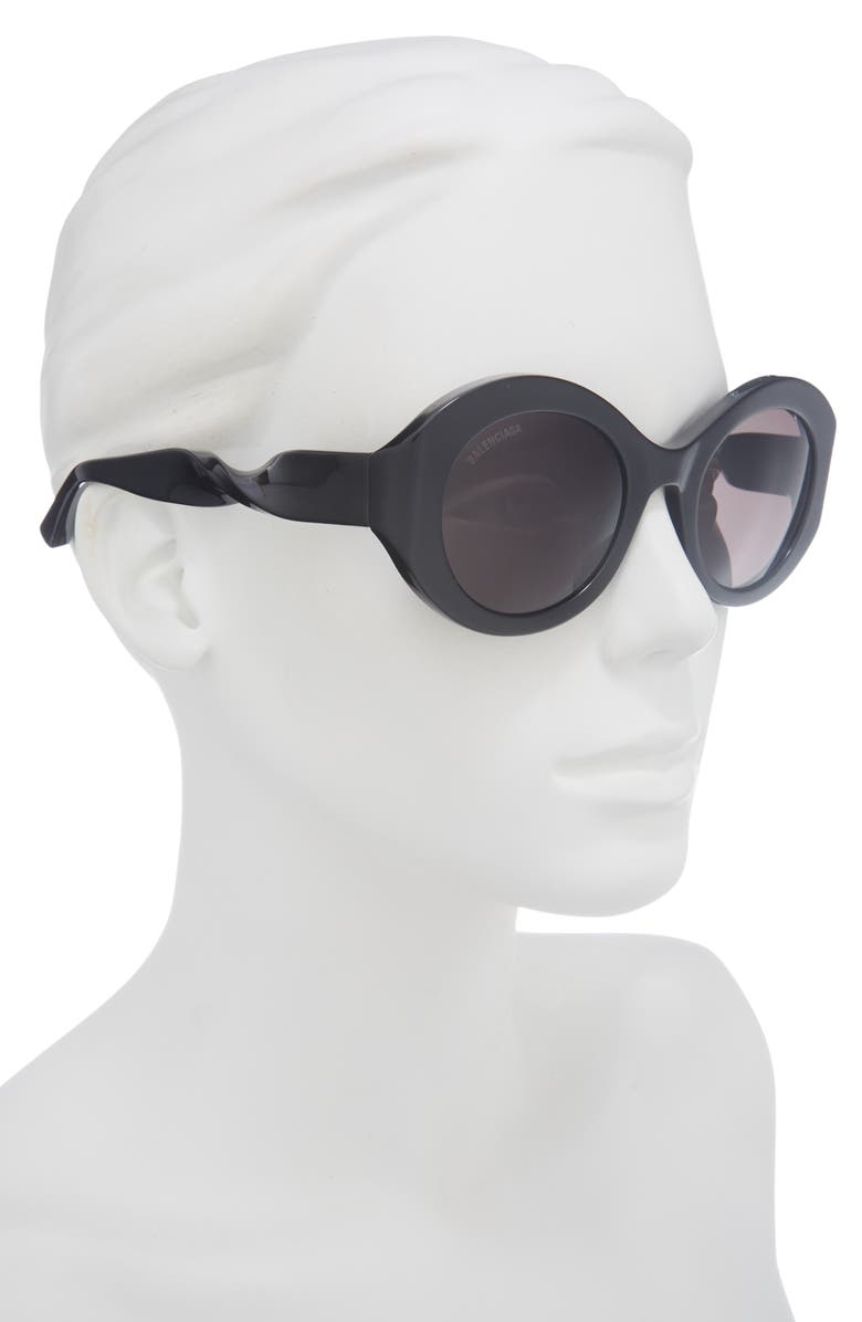 Balenciaga Round Sunglasses, Alternate, color, Black Black Grey