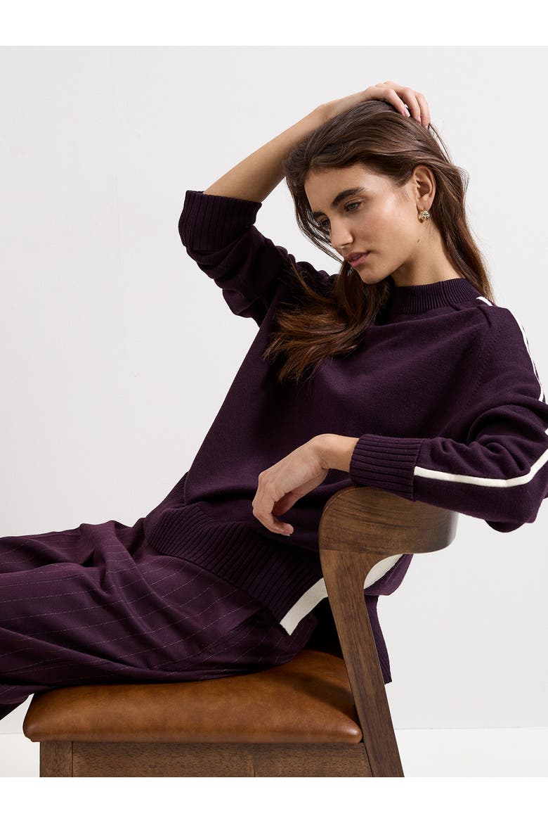 Hallie Tipped Knitted Jumper, Alternate, color, Burgundy