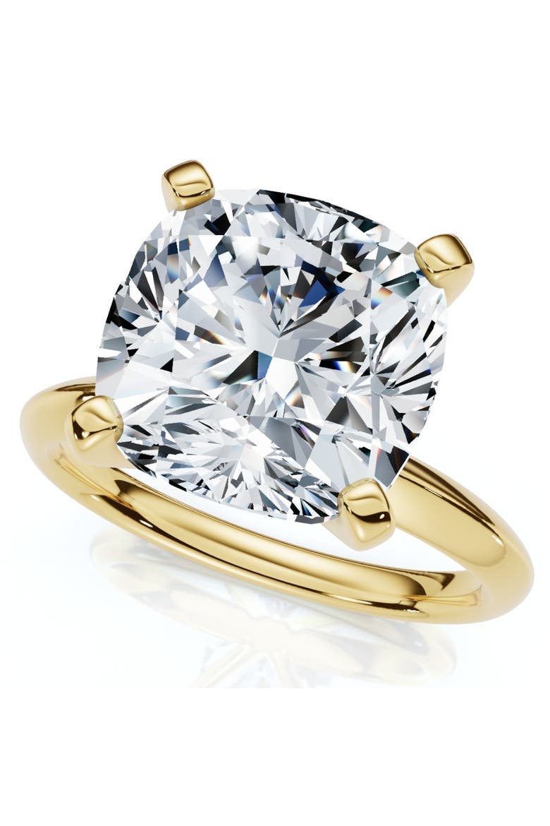 Certified 5Ct Cushion Diamond Square Engagement Ring Lab Grown Solitaire, Main, color, 14k Yellow Gold