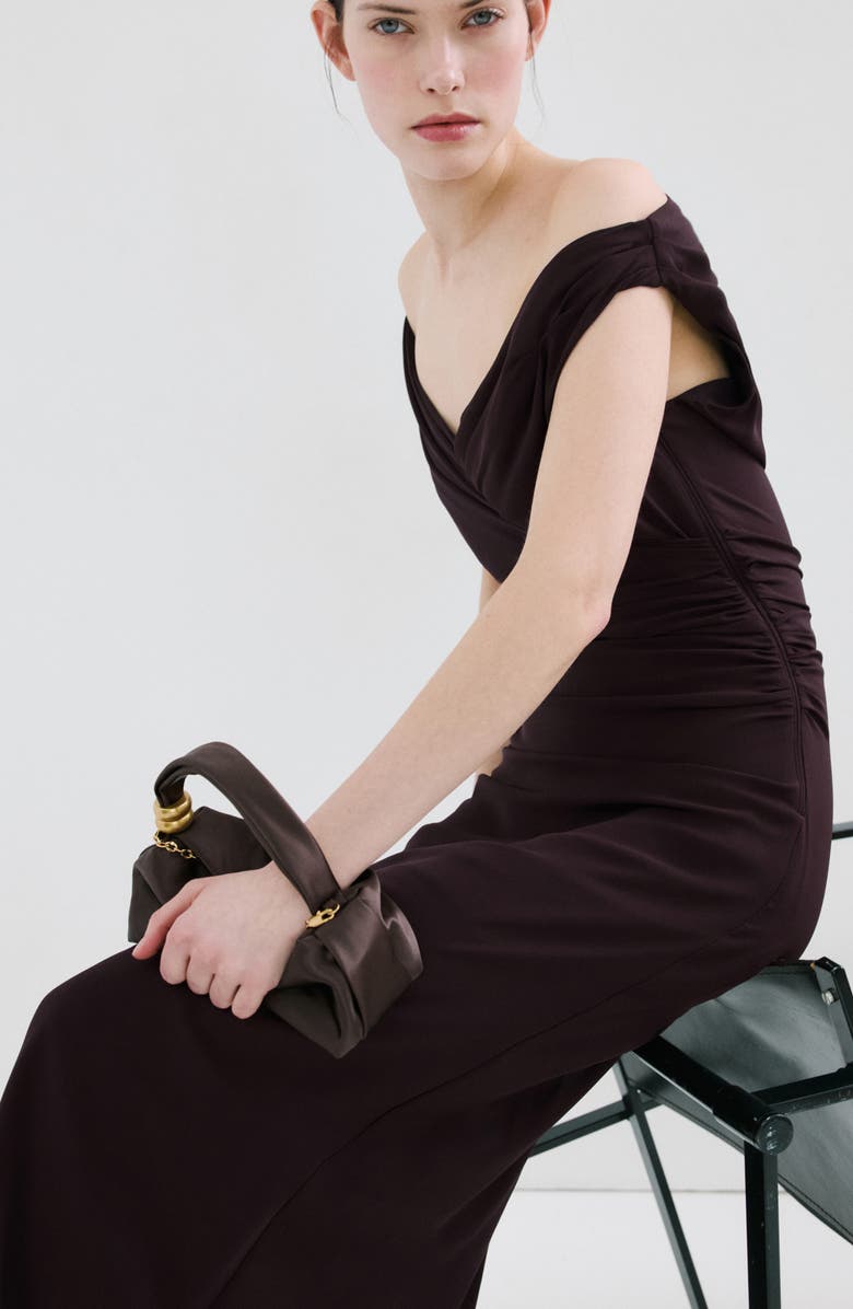 MANGO Ruched Off the Shoulder Dress, Alternate, color, 