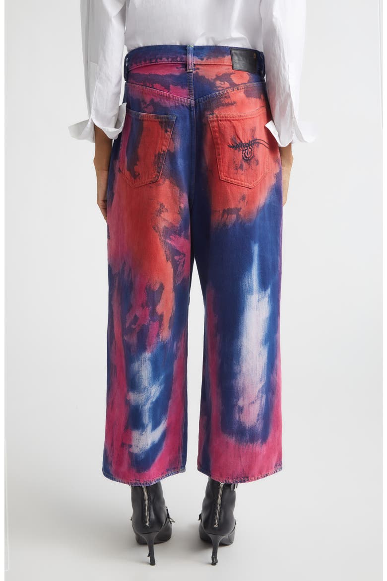 Pleated Crop Wide Leg Jeans, Alternate, color, BLAZE ROSE