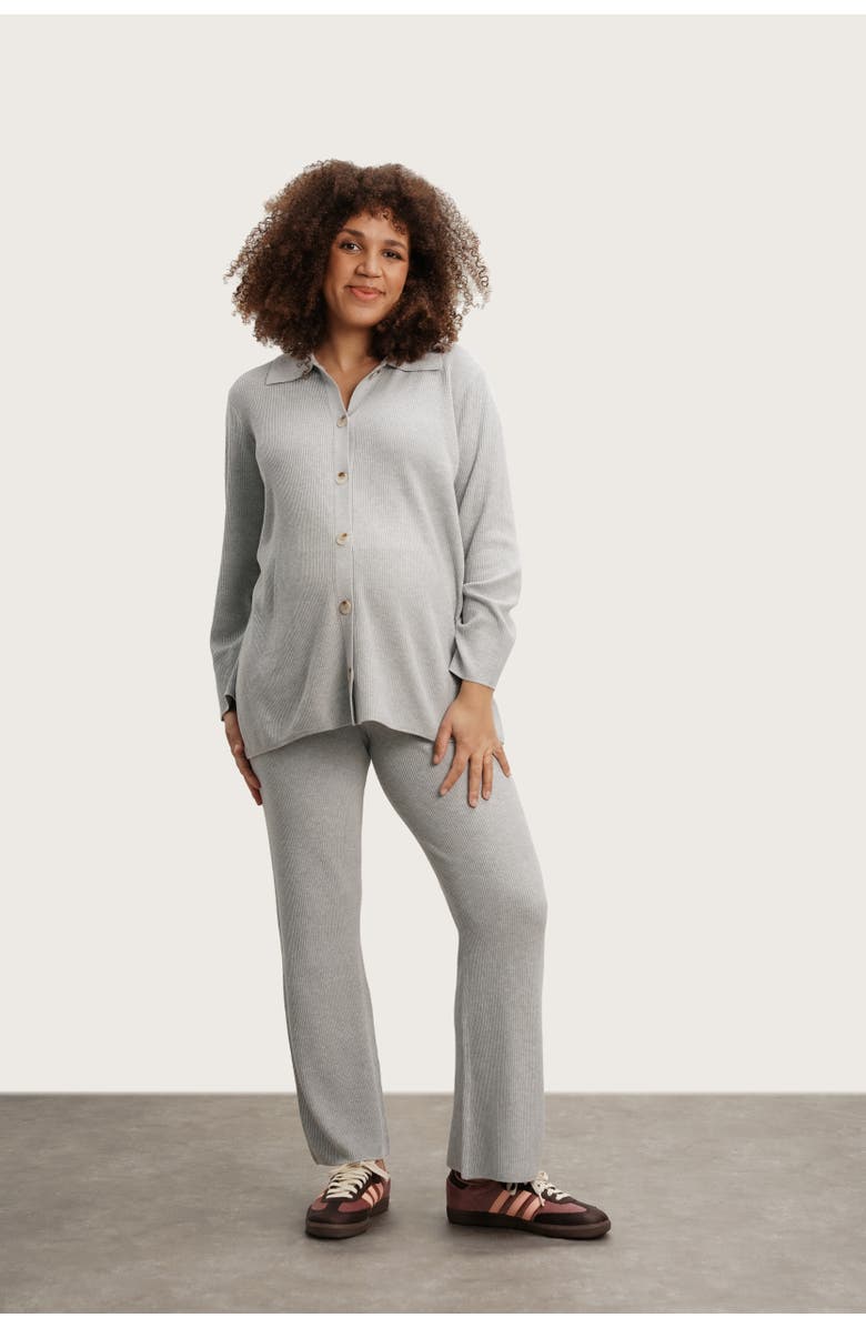 Nom Maternity Georgina Foldover Maternity Knit Pants, Main, color, Heather Grey