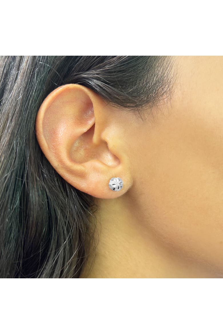Sparkle Cut Ball Stud Earrings, Alternate, color, White Gold