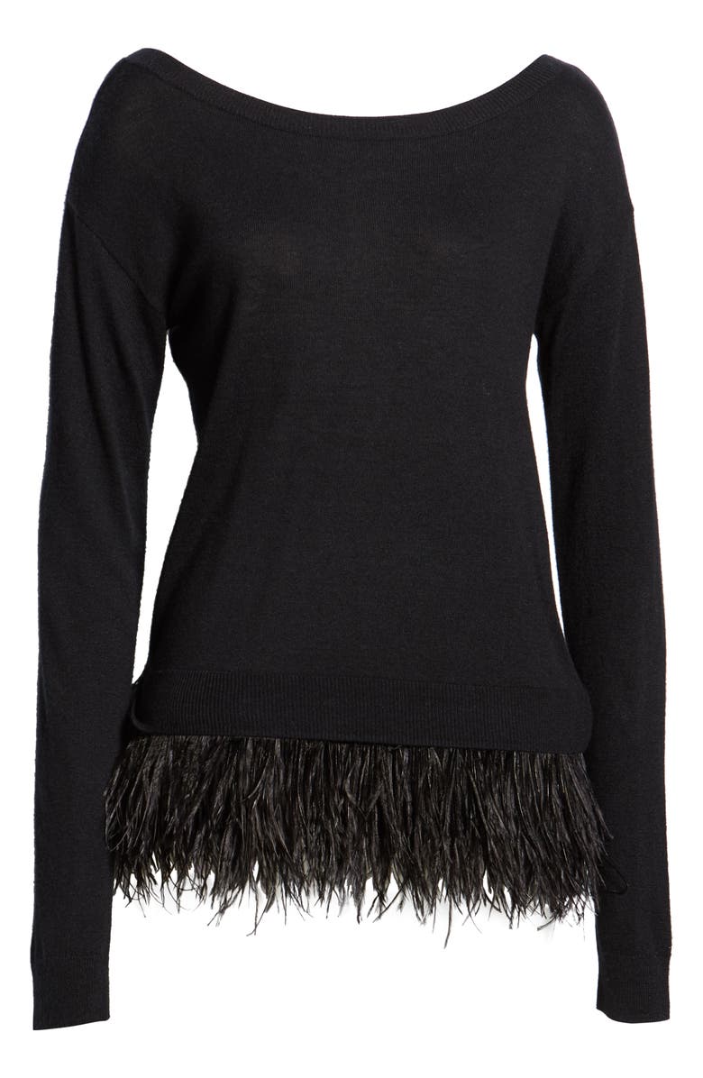Chelsea28 Feather Trim Sweater, Alternate, color,