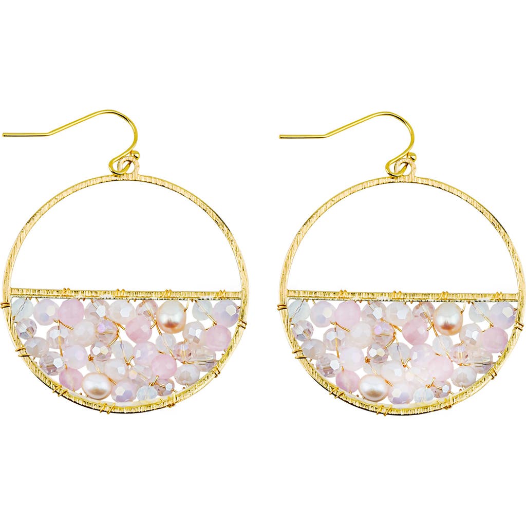 Panacea Cultured Freshwater Pearl Beaded Circle Drop Earrings In Pink