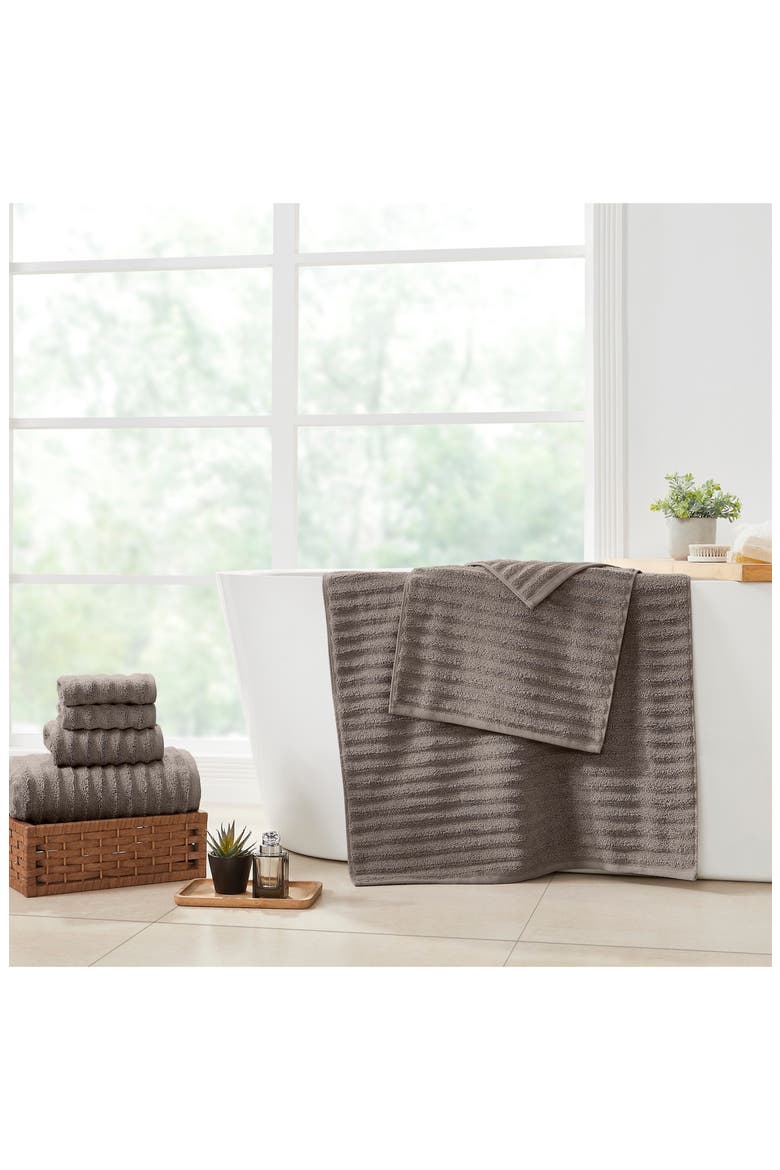 Luxury Spa Collection Wavy Quick Dry 6-Piece Towel Set - Gray, Alternate, color, gray