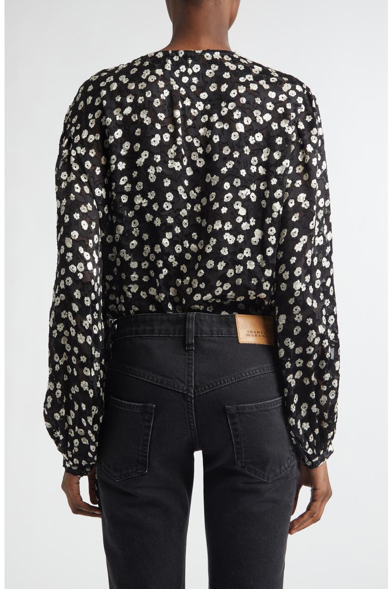 Firma Floral Dévoré Georgette Top, Alternate, color, BLACK/ ECRU