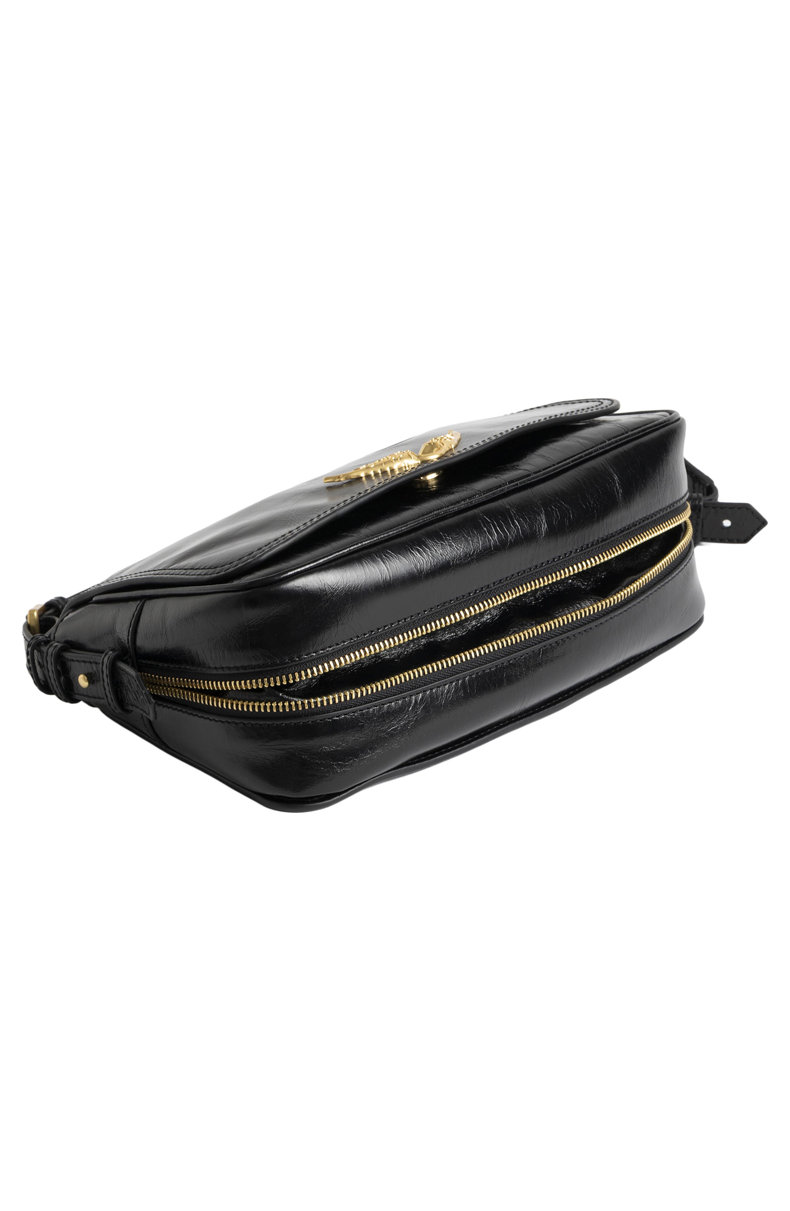 Zadig & Voltaire Le Zouzou Patent Leather Bag, Alternate, color, Black