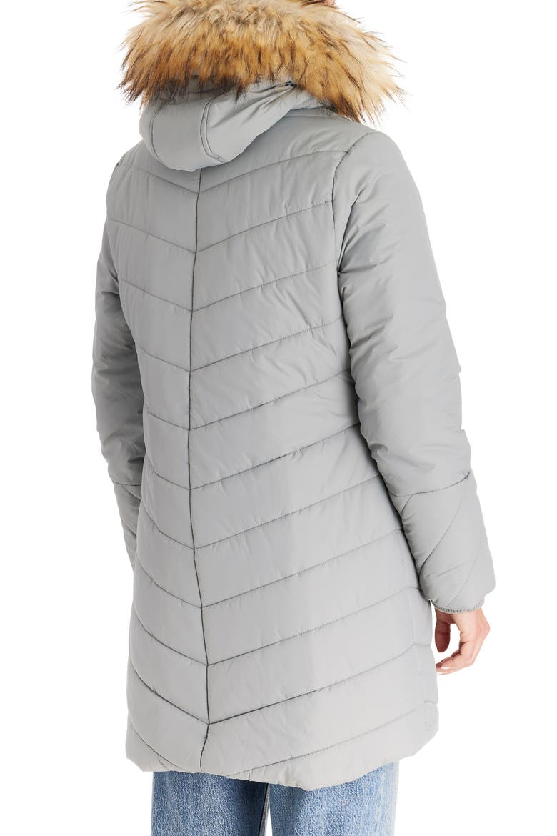 Faux Fur Trim Convertible Puffer 3-in-1 Maternity Jacket, Alternate, color, GRAPHITE