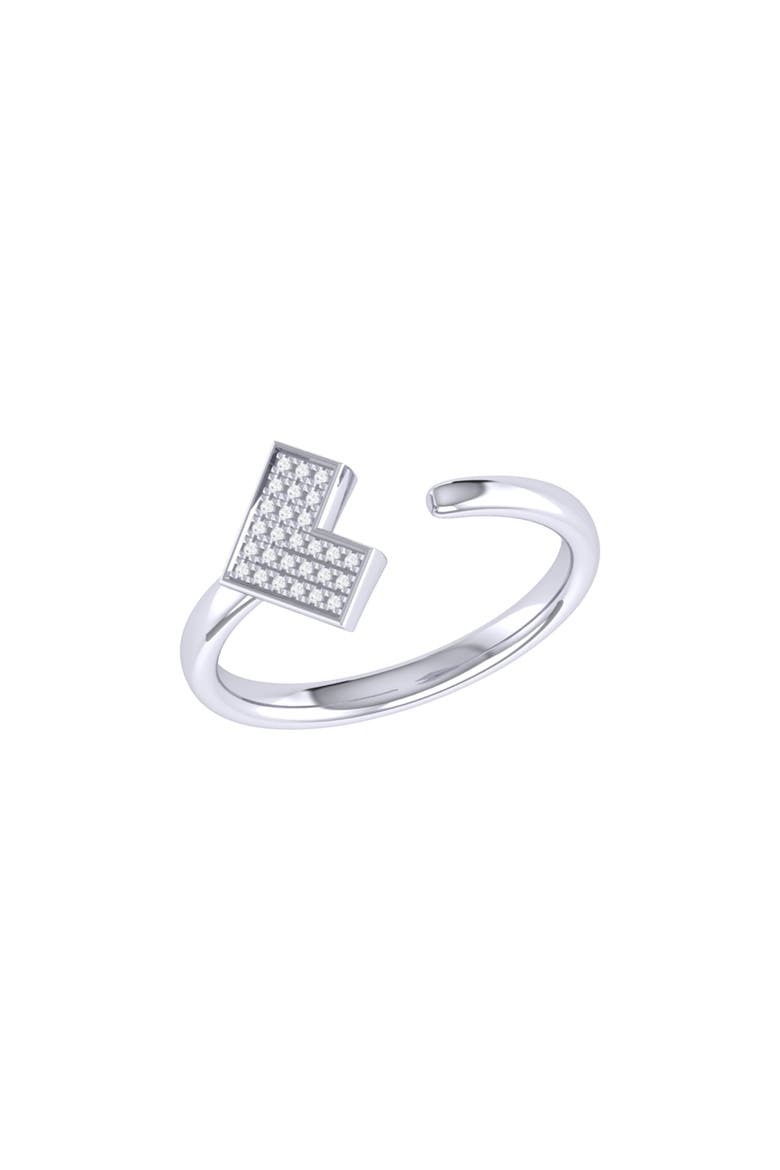 One Way Arrow Sterling Silver Diamond Open Ring, Main, color, Silver