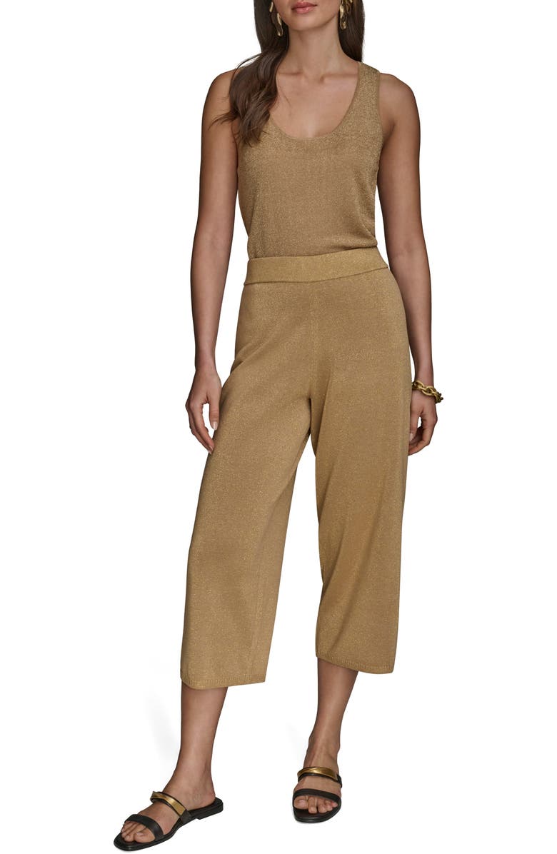 Donna Karan New York Metallic Crop Sweater Pants, Alternate, color, Fawn Combo
